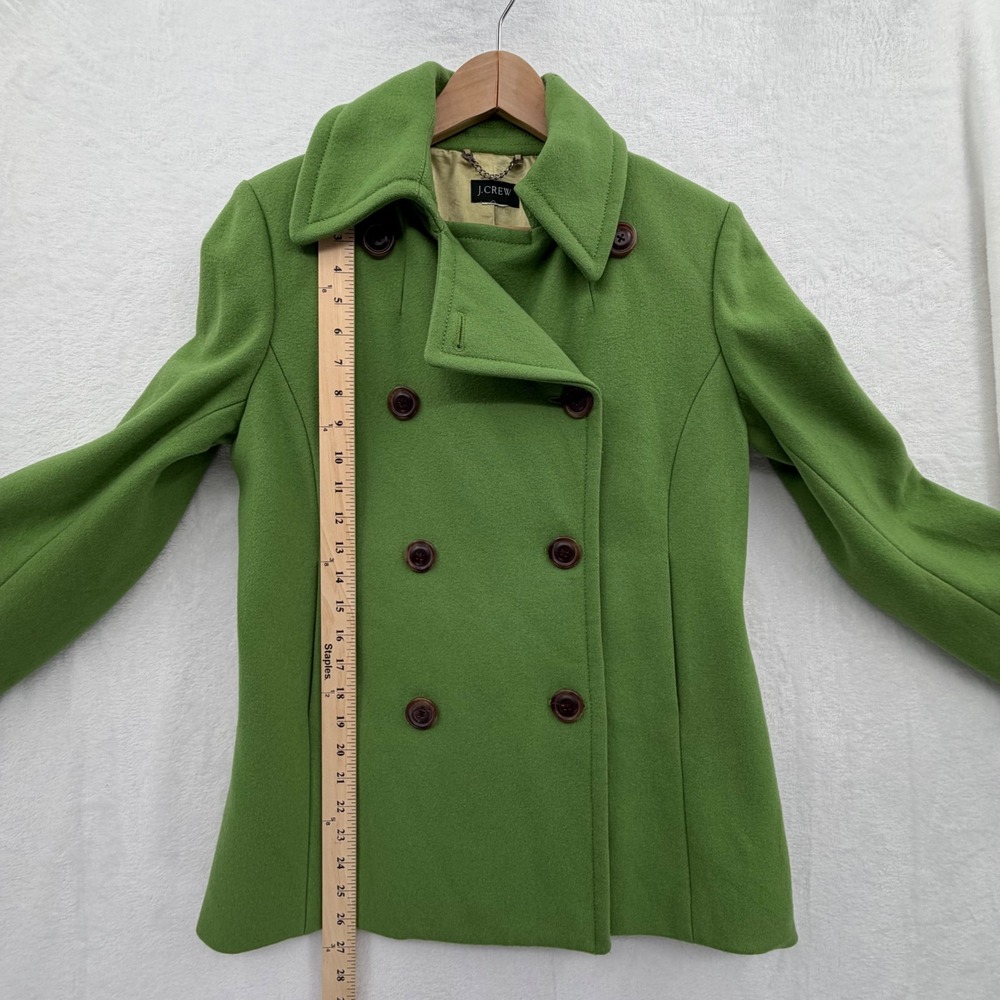 Vintage J. Crew Women's Pea Coat‎ Green XSmall Heritage Prep Wool Old Money - Picture 4 of 11